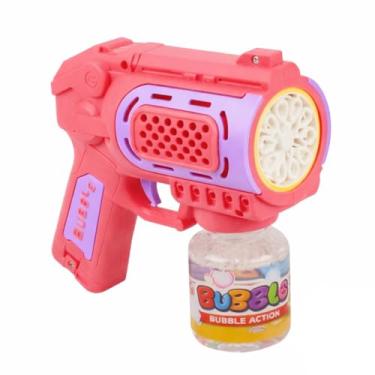 Imagem de Lança Bolhas De Sabão Pistola Rosa Com Luzes Inclui Solução De Bolhas Anti-vazamento Linha Premium