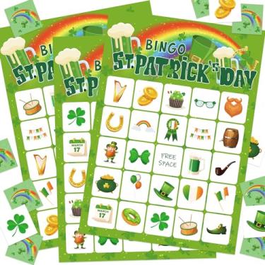Imagem de ROCWOHO St Patricks Day Bingo Game Cards for Kids 24 Players Saint Patricks Party Game for School Classroom Family Activities St Patricks Party Favors Supplies