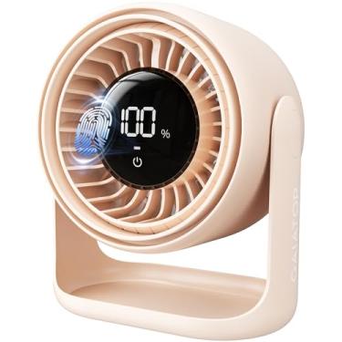 Imagem de Gaiatop Ventilador de mesa com controle de toque, bateria de 4000 mAh, ventilador de quarto ultra silencioso de 5 velocidades com tela de LED, inclinação de 90°, ventilador de mesa recarregável USB-C