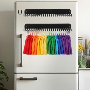 Imagem de MAQUITA Pacote com 2 suportes para refrigerador, organizador de manga para geladeira/parede, 25 ganchos, organizador de armazenamento e dispensador, presentes para homens, pai, bares domésticos