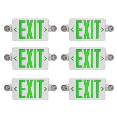 Imagem de TANLUX Placa de saída verde com luzes de emergência, luz LED de saída de emergência com bateria reserva, certificação UL, AC 120/277V, combinação de luzes de emergência comerciais para empresas