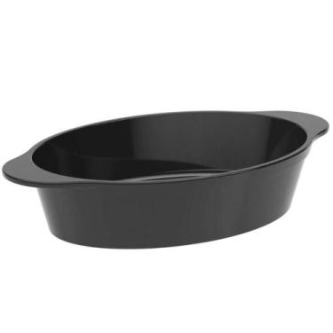 Imagem de Travessa de Plástico Oval 550ml Saladeira Tigela Preta Coza Uno Servir