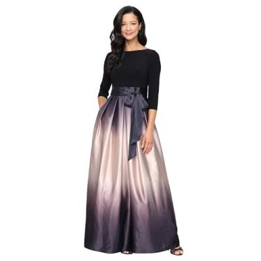 Imagem de S.L. Fashions Vestido feminino longo de cetim para mãe da noiva com bolsos, vestido de festa formal (tamanhos pequenos e regulares), Preto/champanhe, 42