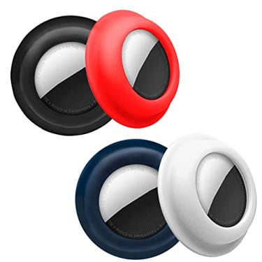 Imagem de Esmalte Caso Compatível com Apple Air tags caso Air Tag Titular Capa Air tag adesivo vara na montagem adesiva Silicone Para Air Tags caso 4 Pacote