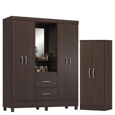 Imagem de Guarda Roupa Casal Capelinha Lord Com Multiuso Viena Café - Demóbile