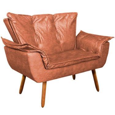 Imagem de Poltrona Namoradeira Pés Palito Charger Pu Marrom G19 - Gran Belo