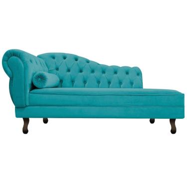 Imagem de Diva Recamier Diana 130Cm Lado Direito Suede Azul Turquesa