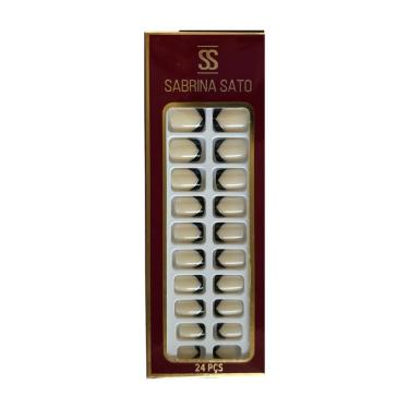 Imagem de Sabrina Sato Unhas Postiças Autocolantes - Com Decoração Preta Ss2370-7 Com 24 Peças