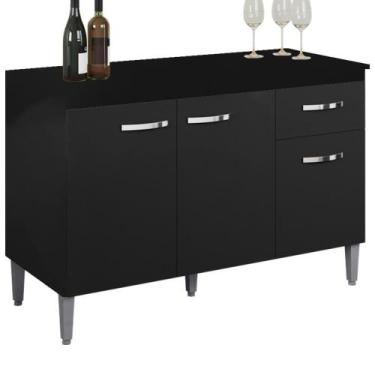 Imagem de Balcao Com Tampo 120 cm Gabriela REAJL Moveis, Preto