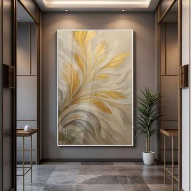 Imagem de Quadro com Moldura e Acrilico Cristal Vidro Ramos Dourado para Sala, Q