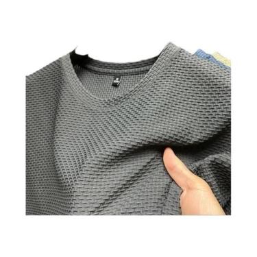 Imagem de Camiseta Masculina De Verão Em Seda Gelada De Alta Qualidade, Manga Cu