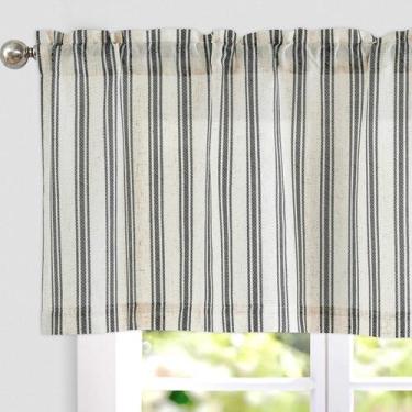 Imagem de Cortina Jinchan, saia listrada de linho, 40x16 cm, preta, bege