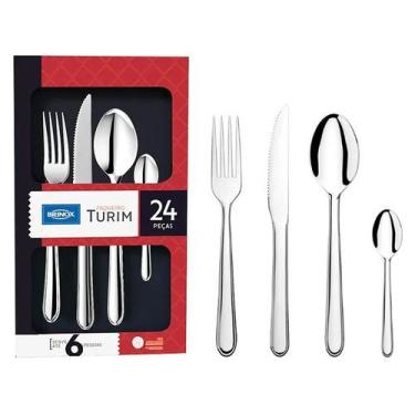 Imagem de Faqueiro Brinox Inox Turim 5111/142 - 24 Peças, Prata, 24 peças sendo: