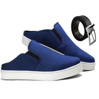 Imagem de Sapatênis Mule Slip On Masculinos Confortavel + Cinto - MP Moda Mascul