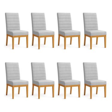 Imagem de Kit 8 Cadeiras De Jantar Solana Veludo Cinza Base De Madeira - Pallazio