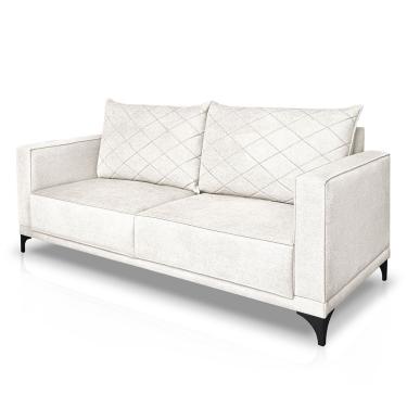 Imagem de Sofá Living 2 Lugares 1,80m Horus Bouclê Off White Pés De Aço - Pallazio