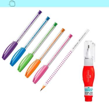 Imagem de Kit Escrita 2 Lapis Canetas E Corretivo Faber-Castell