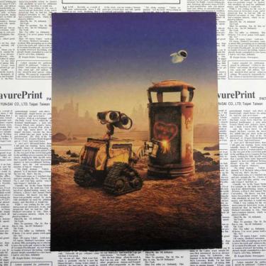 Imagem de Pôster Painting WALL E Robot Vintage Kraft 30x42cm