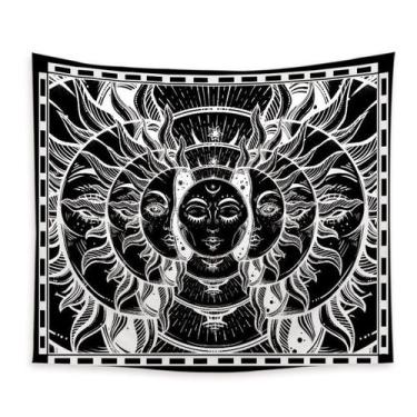 Imagem de Tapeçaria: Estética de sala de parede solar em preto e branco 150x150c