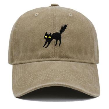 Imagem de Boné de beisebol Black Cat Bordado Vintage em algodão lavado - Yiweisa