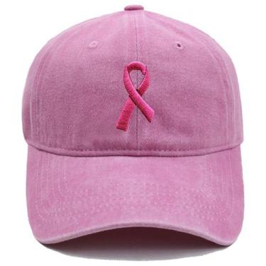 Imagem de Boné de beisebol, chapéu liso de algodão com fita rosa bordada - Yiwei