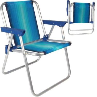 Imagem de Cadeira de Praia Piscina Campo Alumínio Infantil Até 30kg Mor, Azul