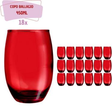 Imagem de Copos California Redondo Vidro Vermelho Mesa 450ml 18 Unidades - PRATI