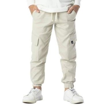 Imagem de Calça Vrasalon Infantil Jogger Bolso Cargo Elástico Sarja Masculina-Masculino