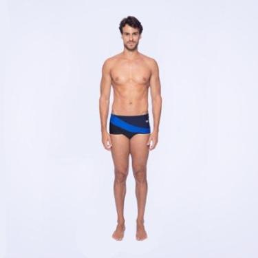 Imagem de Sunga Tradicional Color Block - AZUL NOTURNO PRETO-Masculino