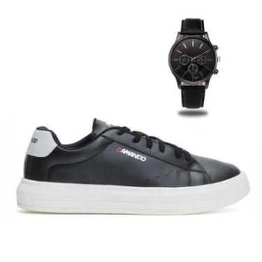 Imagem de Kit Tênis Casual Masculino Cano Baixo +Relógio Ponteiro Elegante-Masculino