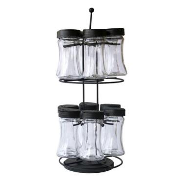 Imagem de Porta Condimento Giratório Aramado De Vidro Com 12 Peças - Brilho de D