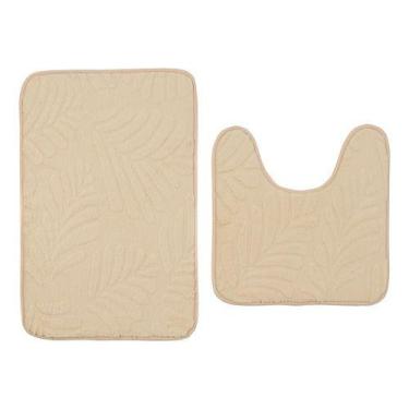 Imagem de Jogo De 2 Tapetes Antiderrapante Banheiro Lavabo Vaso Sanitário Higien