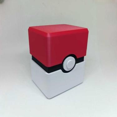 Imagem de Deck Box Porta Cards Pokémon Estilo Pokebola Quadrada para Cards - NoB