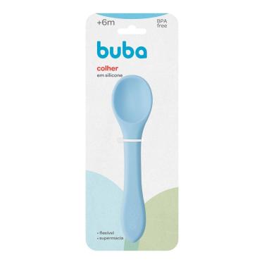 Imagem de Colher Flexível Azul em Silicone Para Bebês +6 Meses Buba