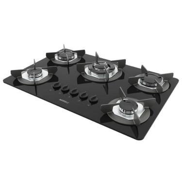 Imagem de Fogão Cooktop Vidro Gás 4B Simp 1B Tripla Safe Ferro Flange Inox Safe5D Bivolt Nardelli 27011601-00
