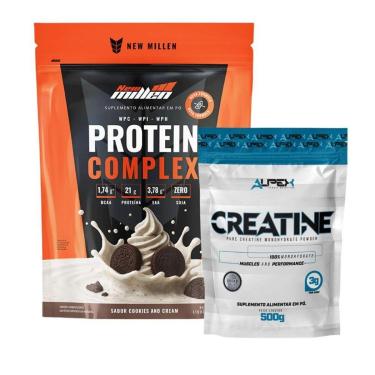 Imagem de Kit Protein Complex 1,8kg New Millen + Creatina 500g Alpex-Unissex
