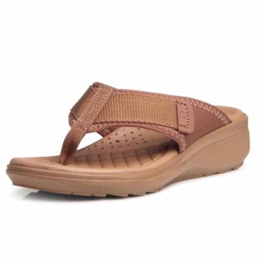 Imagem de Chinelo Feminino Anabela Baixo Tecido Conforto Pegada