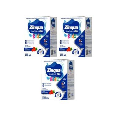 Imagem de Kit 3 Un Zinqua Bio Kids Zinco Suplemento Alimentar Airela 100 ml