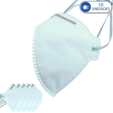 Imagem de 10 Máscaras Descartáveis KSN PFF2 Branca com Clip Nasal
