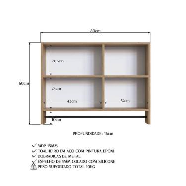 Imagem de Armario Para Banheiro 01 Porta Com Espelho 80cm Proddy Mel Mel