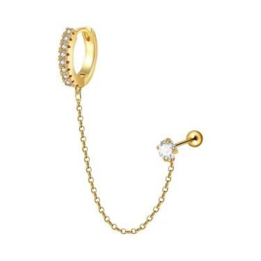 Imagem de Conjunto De Brincos De Argola Dupla Em Aço Inoxidável Com Zircônia, Pi