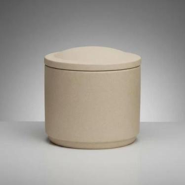 Imagem de Pote Decorativo Multiuso Com Tampa Em Cerâmica Design Rústico Minimali