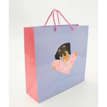 Imagem de Embalagem Presente Sacola Cachorro Frase Marisa Azul, UN, Azul e Rosa