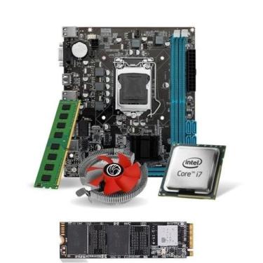 Imagem de Kit Pl Mãe H61 + Proc. I7 2600 + Mem. 8gb Ddr3 + Cooler+ M.2 256gb - P