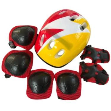 Imagem de Kit Proteção Infantil Monster Capacete Joelheira Cotoveleira Munhequei