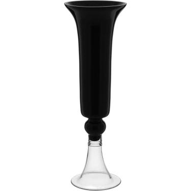 Imagem de VASO DECORATIVO ENFEITE PLANTA VIDRO 50x16x16cm PRETO