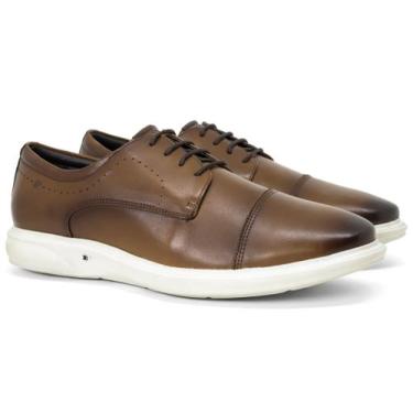 Imagem de Sapato Casual Jota Pe 3D Soft Couro Confortável, Darktan, 39