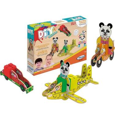 Imagem de Mix De Montar Família Panda Carro Moto E Avião - Xalingo
