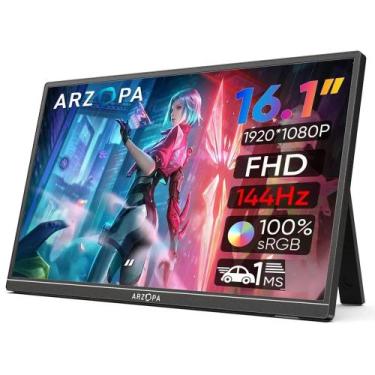 Imagem de Monitor Gamer Arzopa Z1FC Portátil Tela 16,1" Full HD 1080P 144Hz Alta