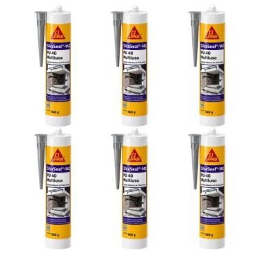 Imagem de Kit 6 SikaSeal-142 Selante PU 40 360g Multiuso Cinza
